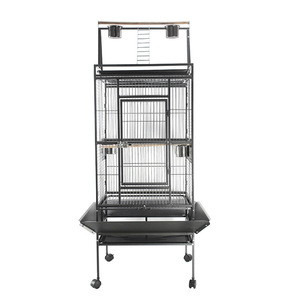 Vente en gros à bas prix, grand espace en acier inoxydable noir, métal extérieur de la maison, animaux de compagnie, oiseaux, perruches, perroquets, Cage, vente en gros avec roues - Product Image 6