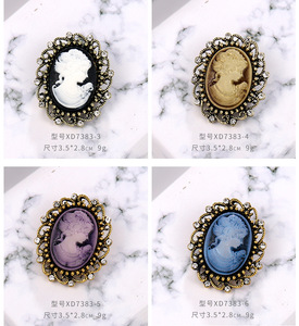 <span class=keywords><strong>Broche</strong></span> camée Weiman pour femme, ornement de poitrine, corsage tête de beauté, en alliage, strass et zircon, accessoire de vêtement pour le commerce extérieur - Product Image 3