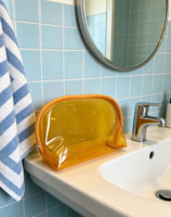 Sac de maquillage transparent en PVC personnalisé, imperméable, sac de plage transparent, sac de toilette portable avec fermeture éclair, sac de voyage