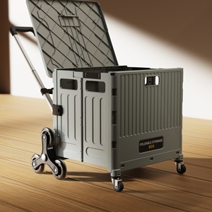 थोक प्लास्टिक रोलिंग फोल्डिंग सुपरमार्केट किराने फोल्डेबल ट्रॉली भंडारण बॉक्स - Product Image 5