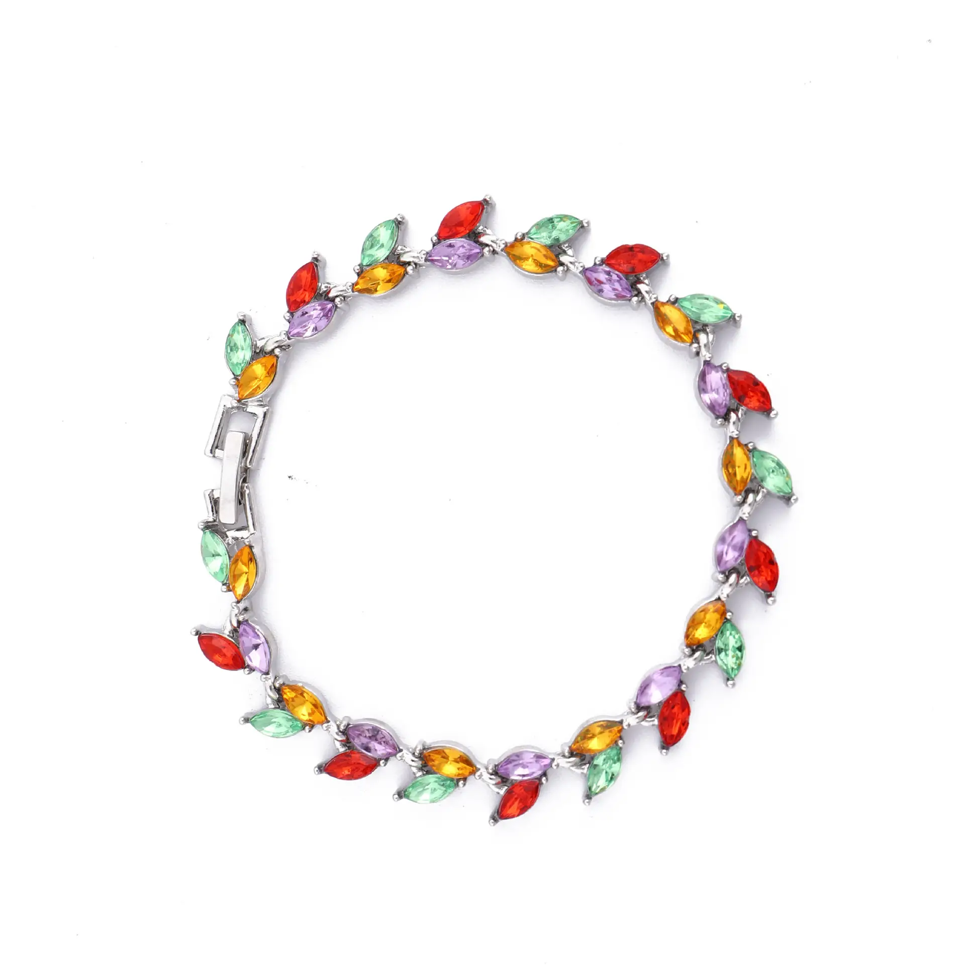 Korean color crystal crystal zircon willow leaf bracelet personality bracelet ladies fashion jewelry