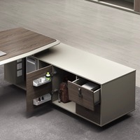 Bureau de direction électrique IULTRA en noyer nordique, avec logo personnalisé, minimaliste, étanche, faible MOQ, avec armoire