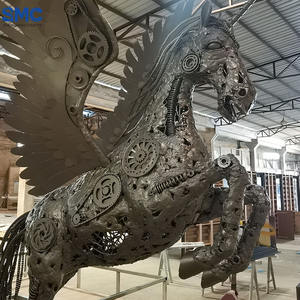 SMC Moderne Taille Réelle Grand Jardin Extérieur En Métal En Acier Inoxydable Science <span class=keywords><strong>Fiction</strong></span> Cheval Ailé Sculpture - Product Image 3