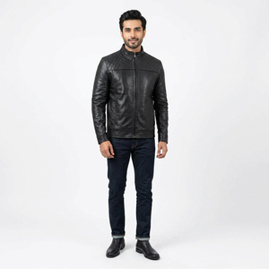 High Quality PU <b>Leather</b> <b>Mens</b> <b>Jacket</b> Solid Stand Collar Customizable Good Quality Fashionable Outerwear for Spring <b>jacket</b> for <b>men</b> - Product Image 1