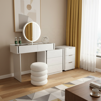 Table de maquillage moderne de luxe avec miroir réglable, cadre en aluminium, bois massif blanc et noir, pour chambre à coucher, YIFAN