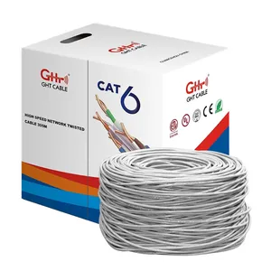 GHT 305 m roll box cat6 cable 100/200/305 meter CMR CM Cable 23 awg ftp ethernet network cat 6 lan cable pvc jacket