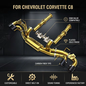 ระบบท่อไอเสียชุบทองจากโรงงานสำหรับ Chevrolet Corvette C8 พร้อมปลายท่อสีดำ รองรับวาล์ว OEM ติดตั้งได้โดยตรงแบบ Bolt-On Exhaust Catback - Product Image 1