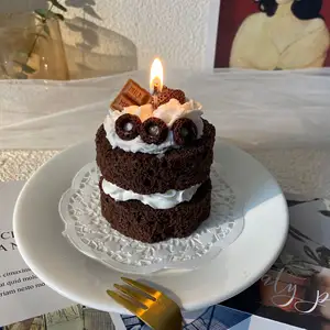 Bougie de décoration de gâteau au chocolat Double couche bougies parfumées pour Dessert ornement bougie parfumée pour aliments