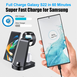 <span class=keywords><strong>Cargador</strong></span> inalámbrico superrápido de 25W 3 en 1 para <span class=keywords><strong>Samsung</strong></span> S24 S23 <span class=keywords><strong>Ultra</strong></span> S22 <span class=keywords><strong>S21</strong></span> S20 Galaxy 5 4 3, estación de carga de auriculares de reloj activo - Product Image 4