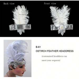 HY tocado de moda para fiesta de graduación carnaval tocado de plumas de avestruz - Product Image 6