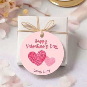 Cadeau de fête pour la Saint-Valentin, joyeuse Saint-Valentin, étiquettes personnalisées en forme ronde imprimées en sérigraphie - Product Image 1
