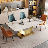 Ensembles de table à manger en pierre frittée au design moderne pour appartement et bureau à domicile-Solutions de salle à manger élégantes et fonctionnelles pour 8 personnes