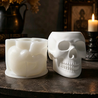 Moule en silicone 3D réutilisable en forme de crâne, idéal pour la décoration de gâteaux, les pots de plantes succulentes en ciment et les créations DIY d'Halloween - Meilleure vente