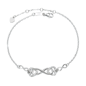 Nouveau Bracelet Chrétien Tendance Vintage en Argent Sterling Plaqué Or avec Double Zircon, Breloque Cœur, Initiale 8 et Croix pour Femme - Product Image 1