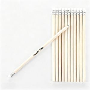 Crayons en bois graphite vierges blancs avec gomme, personnalisables en gros, référence Jw1748 - Product Image 1