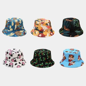 New Summer <strong>Bucket</strong> <strong>Hats</strong> with 8 Cartoon Pattern Prints <strong>Cheap</strong> and Versatile for Fishing Casual Outdoor Travel Use - Product Image 1