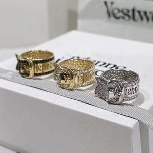 Bague de luxe légère et brillante pour femme, design de niche Empress Dowager, avec boucle de ceinture en pierre naturelle et lettre, style punk - Product Image 2