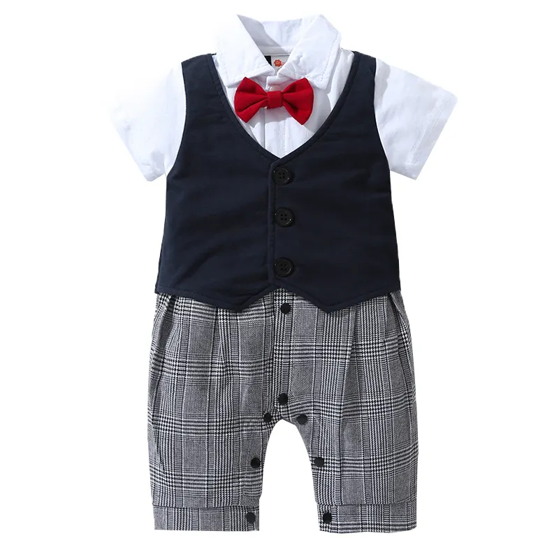 Kid Baby Boys Formal Suit Party Tuxedo Gentleman Wedding Romper Jumpsuit Clothes 12971