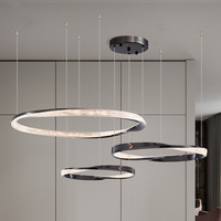 Lustre circulaire LED moderne en acrylique et aluminium, lampe suspendue à intensité variable pour salon, salle à manger, hôtel, projet