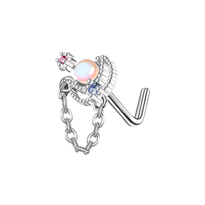 Venta al por mayor de acero inoxidable circón labio Pin nariz anillos Stud moda L <span class=keywords><strong>Bar</strong></span> CZ colgante nariz Stud cuerpo Piercing joyería - Product Image 6