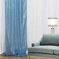 Fashion tirai dekorasi latar belakang panggung gantung pesta acara pernikahan perlengkapan dekorasi 4ft X 6ft tirai payet biru langit untuk latar belakang