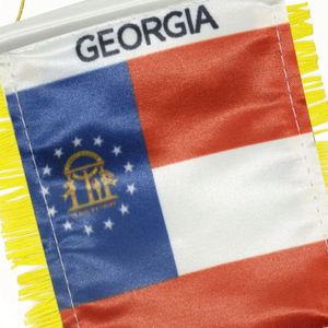 Georgia State Custom Satin Mini Car Flag <b>Banner</b> Digital Printed with Yellow Tassels - Product Image 5