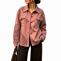 Veste chemise en faux daim pour femmes