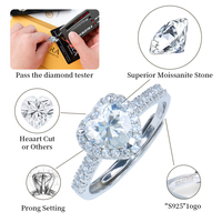 Offres Spéciales 925 Sterling Silver Fine Jewelry Rose 1ct Coeur Coupe Moissanite Diamant Taille Réglable Bague de Fiançailles pour Fille