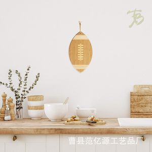Bamboo Cutting Board Rugby Ball <b>Shape</b> Wooden Kitchen Chopping <b>Block</b> Fruit Serving Tray Customizable Size - Product Image 3