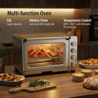 Four à pizza électrique multifonctionnel 33L, mini-four de comptoir à convection et grill pour usage domestique