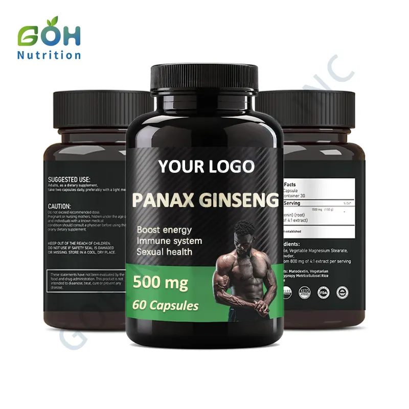 GOH OEM Private Label Red Panax Ginseng Root Extract capsule 500mg Korea Panax Ginseng capsule