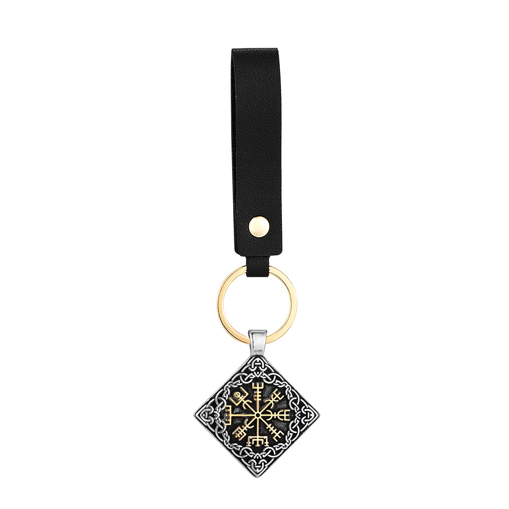 Pendentif bicolore avec cordon en cuir