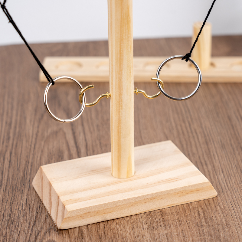 Jeu De Lancer D'anneaux En Bois à 4 Joueurs - Échelle En Bois Faite Main - Jeu Familial Intérieur/extérieur