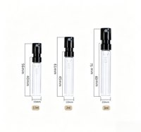 Flacon d'échantillon de parfum miniature en verre avec logo personnalisé, 1 ml, 2 ml, flacon vaporisateur avec carte en papier, emballage à étiquette privée