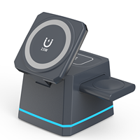 Chargeur magnétique 3-en-1 15W pour téléphone et montre avec écouteurs détachables, port Type-C, utilisation sur bureau