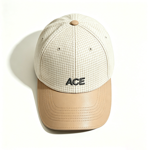 Gorra de Béisbol Unisex de Moda Vintage con Diseño de Pata de Gallo, Visera de Cuero PU y Logotipo Personalizado (OEM) - Product Image 3