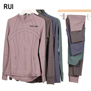 RUIQUWIN Conjuntos de Ropa de Yoga Personalizados con Logotipo, Tallas Grandes, para Mujer, Nailon y Elastano, Sin Costuras, Transpirables, de Secado Rápido, para Entrenamiento - Product Image 1