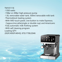 Thema 20bar Vapeur Lait Mousse Multi Fonction Écran Tactile Coloré Semi Automatique Machine À Café Espresso Maker Avec Boîte À Lait
