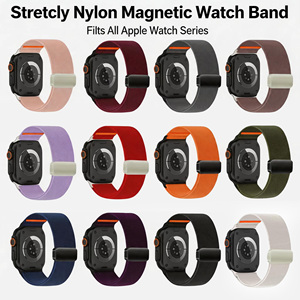 Bande magnétique en nylon tissé pour <span class=keywords><strong>Apple</strong></span> <span class=keywords><strong>Watch</strong></span> Series 11 10 46mm 42mm <span class=keywords><strong>SE</strong></span> 3 44mm <span class=keywords><strong>40mm</strong></span>, sangle Velcro pour IWatch Series 9 8 7 - Product Image 6