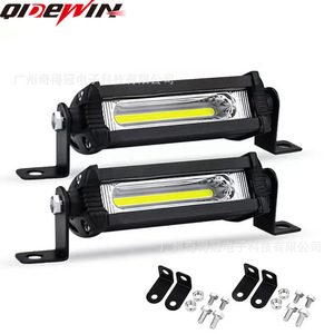 Qidewin Mini Cob <b>Led</b> <b>Work</b> <b>Light</b> 9W Single Row Off Road Vehicle Lighting With Mounting Bracket Set - Product Image 1