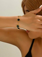 18K verguld roestvrijstalen pentagram bloemenarmband voor dames Valentijnsdag