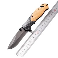 Couteau pliant en acier inoxydable personnalisable avec manche en bois, couteau de survie de poche OEM pour le camping et la randonnée