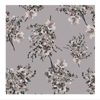 Tissu en polyester peau de pêche imprimé personnalisé avec motif de fleurs de pêcher pour vêtements féminins