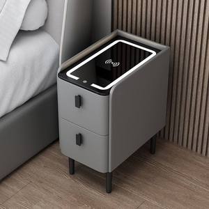 Table de chevet minimaliste blanche intelligente pour <span class=keywords><strong>chambre</strong></span> <span class=keywords><strong>d</strong></span>'enfant, table de chevet étroite avec chargeur sans fil et veilleuse pour <span class=keywords><strong>chambre</strong></span> <span class=keywords><strong>d</strong></span>'amis. - Product Image 6