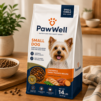 Sachet alimentaire de qualité supérieure pour animaux de compagnie, à fond plat, imprimé sur mesure, avec soufflet latéral et fermeture éclair refermable pour croquettes et friandises