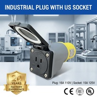 Adaptateur de prise CEE jaune étanche IP44 110V 16A vers prise américaine USA sans câble