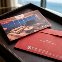 Impression de cartes de visite personnalisées pour hôtel 5 étoiles, papier offset 150 g/m², pelliculage, gaufrage, 4 couleurs recto-verso, 15x25 cm pour hôtel