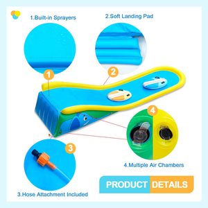 Toboggan aquatique gonflable 15 pieds avec pulvérisateur et 2 planches de surf, pour jardin, parc aquatique d'été, jouet pour enfants de 6 ans et plus - Grande Vente - Product Image 4