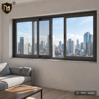 Fenêtre coulissante horizontale à triple rail JUNYAO en alliage d'aluminium, insonorisée, résistante aux intempéries, verre Low-E anti-impact, conforme aux normes NFRC AS2047 CE, modèle Promenade