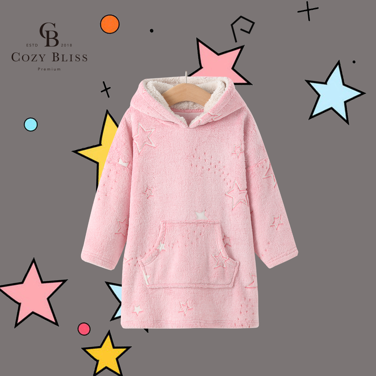 Новое поступление от Cozy Bliss, светящееся в темноте одеяло для девочек и мальчиков, детское ТВ-одеяло, толстовка с капюшоном для подростков и взрослых, шерпа одеяло